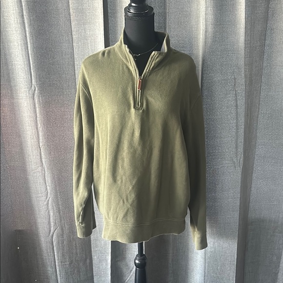 Lands' End Green Zip Up Sweater with Soft Fabric and Classic Fit - Picture 1 of 5